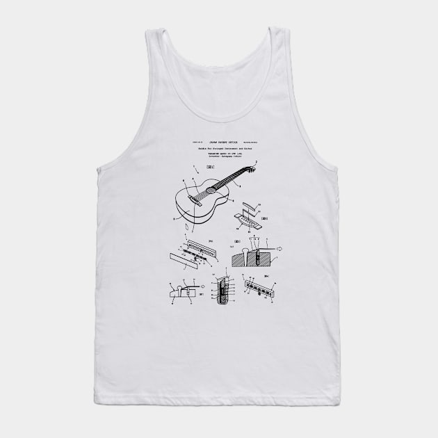 Acoustic Guitar Player Gift Patent Print Tank Top by MadebyDesign